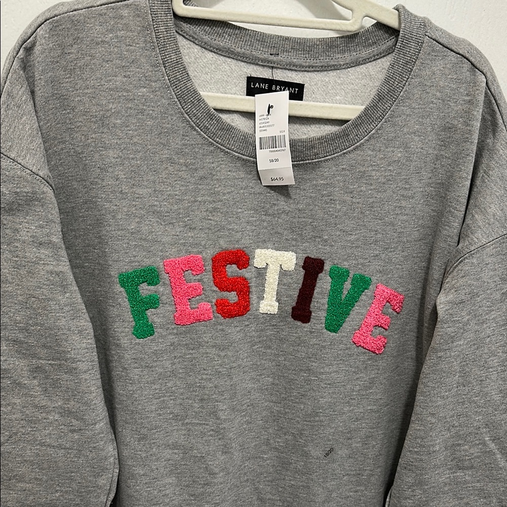 Lane Bryant Gray Festive Sweatshirt